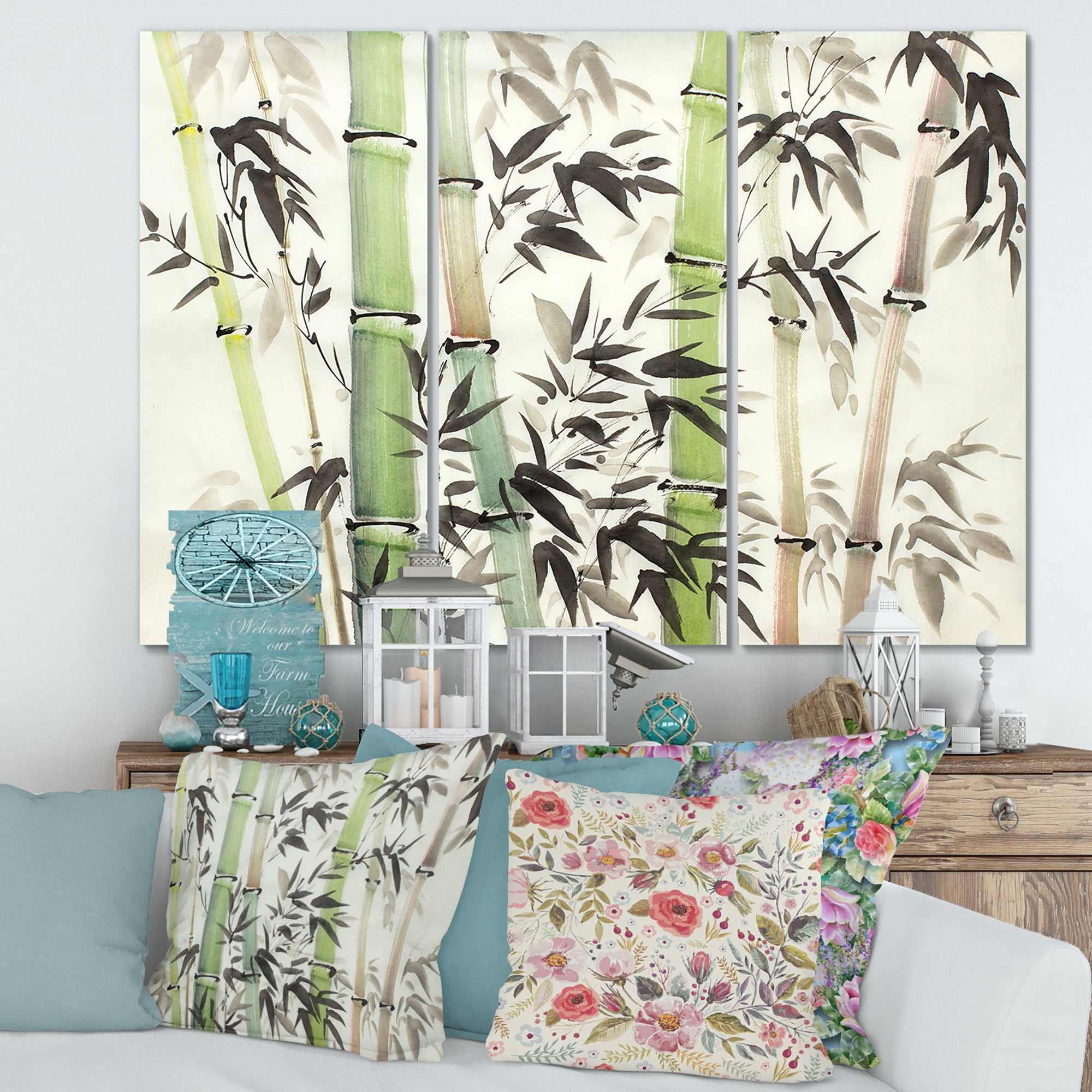 Designart ' The Forest of Bamboo Branches II ' Lake House Canvas Wall Art Print