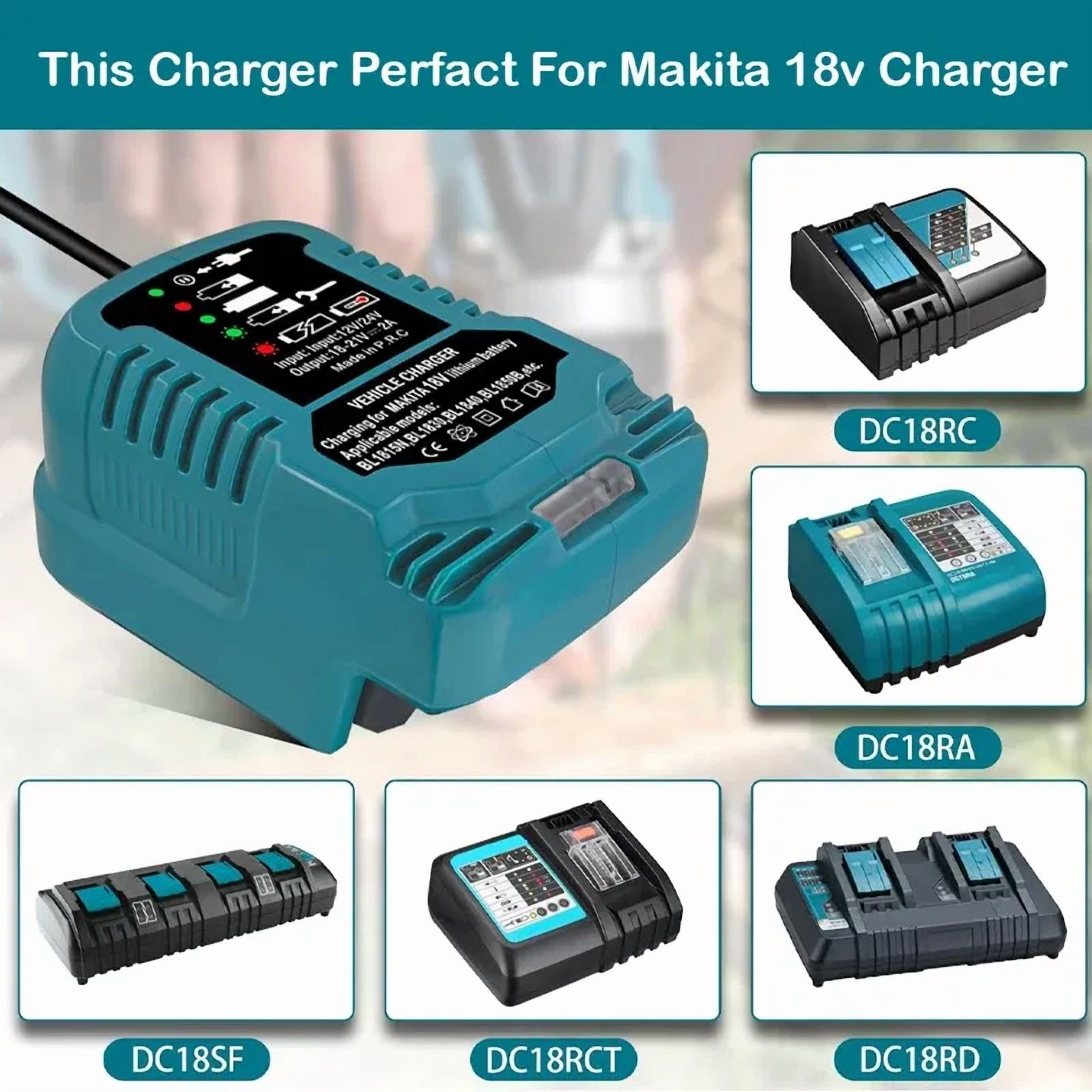 US plug Charger For Ma-kita 18V Li-ion Battery BL1850B BL1860B BL1830B Portable Mini Fast Charger with LED Indicator