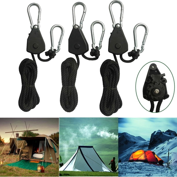 Suspensión Polea Trinquetes Cuerda De Kayak Cuerda de popa de proa de barco de canoa 2M para acampar (12 piezas)