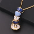 thumbnail image 6 of Women Fashion Hand Painted Enamel Teacup Pendant Necklace Long Chain Jewelry, 6 of 8