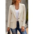 thumbnail image 1 of Blazer de Poche à Col Revers Beige pour Femmes, 1 of 20