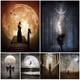 thumbnail image 2 of Pintura en lienzo de arte de pared de bruja gótica, diosa de la luna nueva y luna llena, hechizos de Luna y astrología, brujería, póster e impresión de decoración, 2 of 4