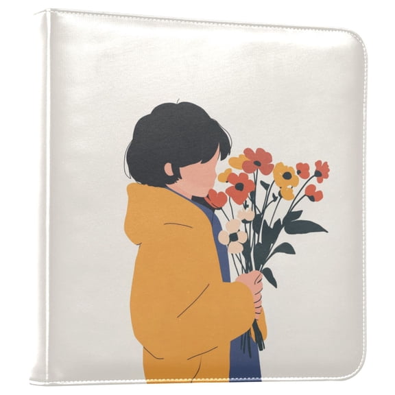 FORMRS 3 Ring Photo Album 4"x6" Self Adhesive Large Capacity PU Leather Cover, Cartoon Flowers