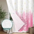 thumbnail image 6 of Pink Christmas Shower Curtain - Water Repellent Fabric Shower Curtains Washable, Winter Xmas Trees Snowflakes Rustic Decorative Polyester Cloth Bathroom Curtains Modern Bath Decor 72"x84", 6 of 8