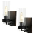 thumbnail image 5 of JONATHAN Y Harper 4.5" 1-Light Modern Farmhouse Iron/Glass LED Sconce, Oil Rubbed Bronze/Clear (Set of 2), 5 of 8