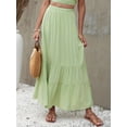 thumbnail image 2 of Ionia Women's Boho Ruffle Trim Tiered Maxi Skirt, White, 2 of 7