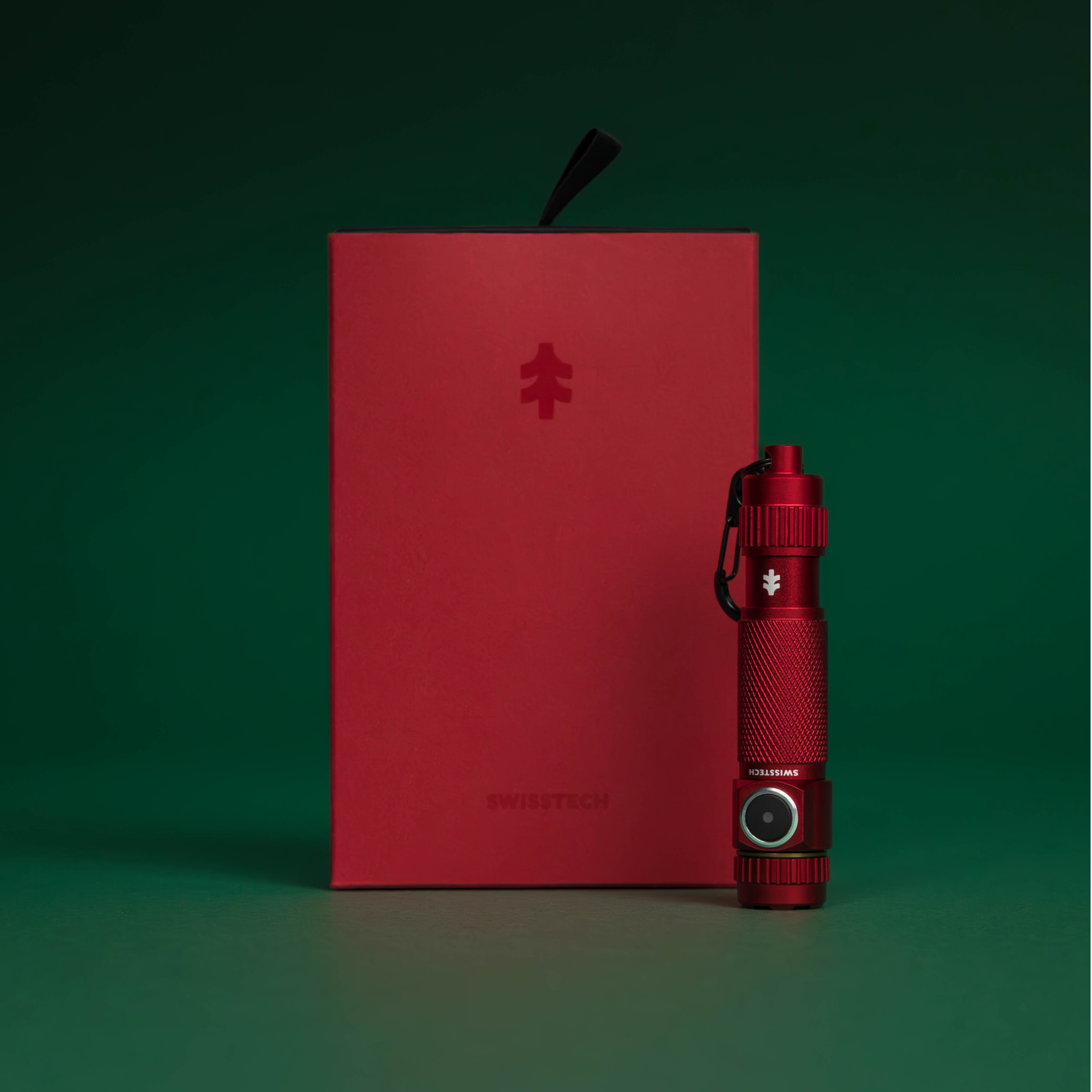 Swiss Tech Schlussel 400 Lumens Mini Rechargeable Keychain Flashlight, Red, Limited Edition