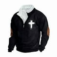 thumbnail image 4 of Aobny Black Mens Hoodies Mock Neck Christian 1/4 Zip Pullover Sweatshirts Big & Tall Oversized Hoodie Men,XXXXXL, 4 of 5