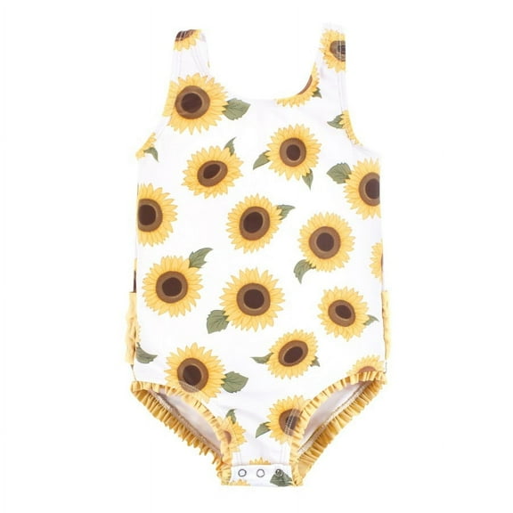 Hudson Baby Girls Baby Swimsuit, Sunflower, 3-6 Months