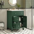 thumbnail image 3 of Harper & Bright Designs 24" Small Bathroom Vanity Set, Modern Bathroom Cabinet Freestanding with Drawers, Single Sink Bathroom Vanity, Green, 3 of 14