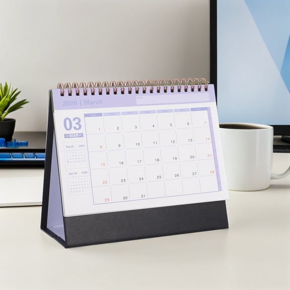 Milisten 2026 Small Desktop Calendar Black Monthly Planner with Space Saving Stand