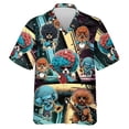 thumbnail image 4 of Camisas de playa con estampado 3D de perros y música, divertidas camisas de manga corta con un solo botón y gráfico de perro mascota para hombres, blusas con solapa, 4 of 4
