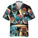 thumbnail image 4 of Camisas de playa con estampado 3D de perros y música, divertidas camisas de manga corta con un solo botón y gráfico de perro mascota para hombres, blusas con solapa, 4 of 4