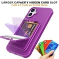 thumbnail image 3 of Designed for iPhone 16 Wallet Phone Case,Built-in Mirror,With Card Holder(Hold 4-5 Cards and Folding Money),Heavy Duty Shockproof Military Grade Protection Rugged Phone Case,Darkpurple, 3 of 7