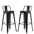 thumbnail image 1 of FDW Metal Bar Stool Set of 2 Height Adjustable 30 Inches Stackable Barstools Low Backrest Kitchen Chairs Patio Chairs Dining Stool Tolix Style Bar Stools,Black, 1 of 5