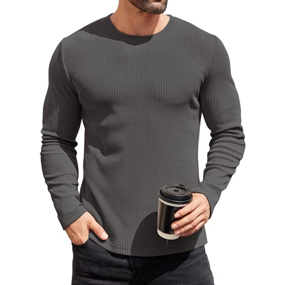 COOFANDY Long Sleeve Shirts for Men Thermal Underwear Fitted Sweater Lightweight Sweatshirt Crewneck Base Layers T-Shirts