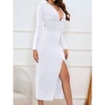 thumbnail image 4 of Vestido Elegante de Otoño para Mujer, con Escote en V Profundo, Larga y Abertura, para Invitadas A Bodas, Citas de Noche y Bailes de Graduación S, 4 of 9