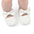 thumbnail image 2 of Gpaecead Baby Girls Bow Heart Embroidered Mary Jane Princess Shoes Faux Leather Soft Sole First Walker Flats For Daily Wear White, 2 of 6