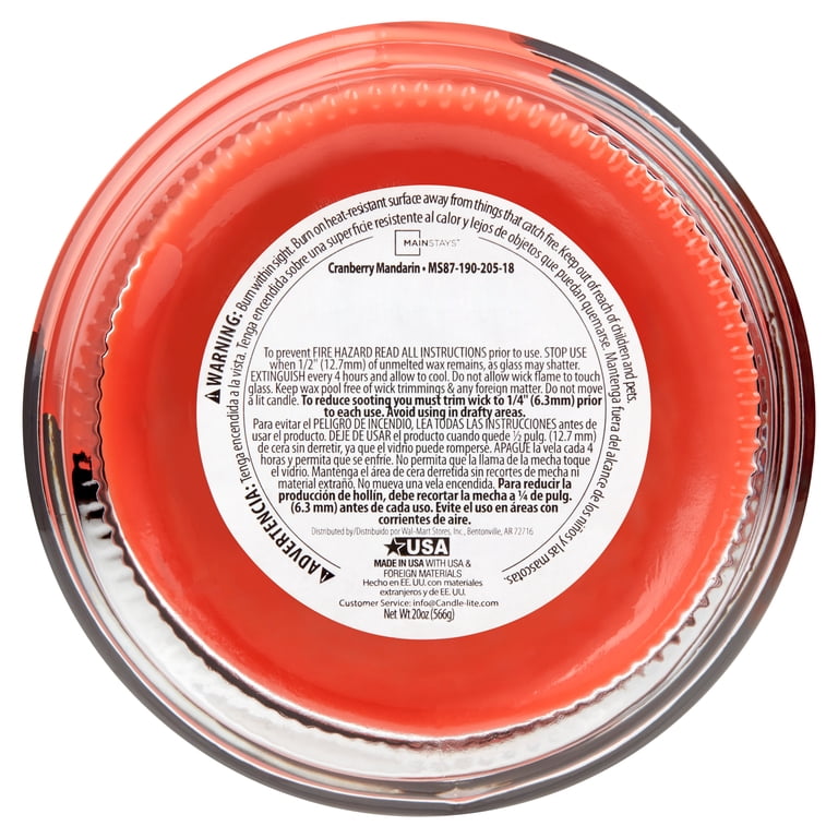 Mainstays Cranberry Mandarin Scented 3-Wick Glass Jar Candle, 11.5 oz