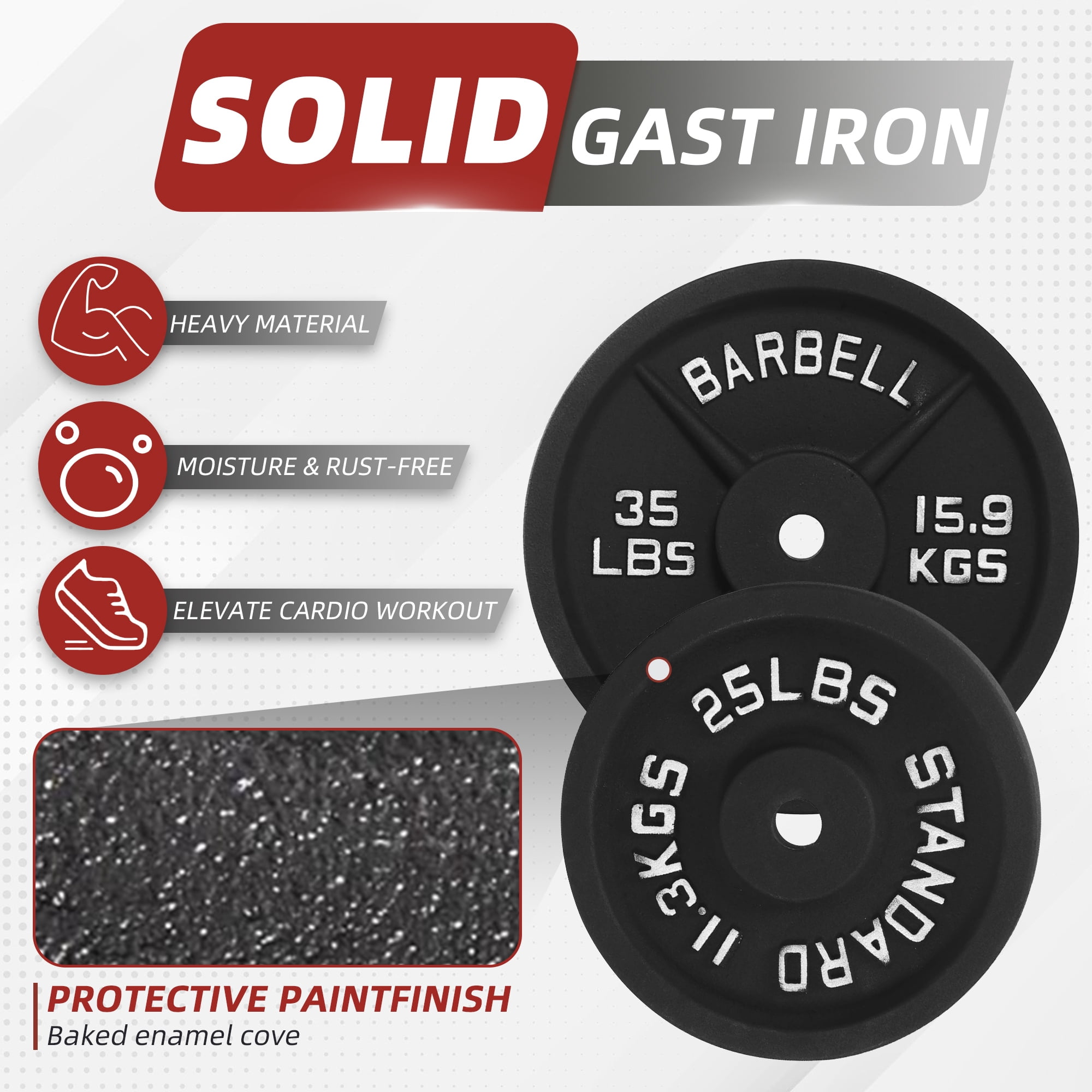 BalanceFrom 120 lbs Fitness Set, 5-Foot Standard Barbell (10 lbs) With Star Lock, Cast Iron Weight Stack (120 lbs), Suitable For A Variety Of Training, Suitable For Home and Professional Gym