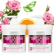 Advanced Clinicals Anti Aging Bulgarian Rose Cream For Moisturizing Dry Skin, 2-Pack, 16oz