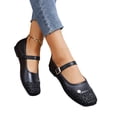 thumbnail image 6 of HTHLVMD Women's Mary Jane Flats Casual, Woven Toe Cap Women's Shoes, Square Toe Ankle Strap Flats, Woven Mary Jane Flats for Women With Memory Foam Insole, Comfortable Mesh Ballet Flats, Black 5.5, 6 of 6