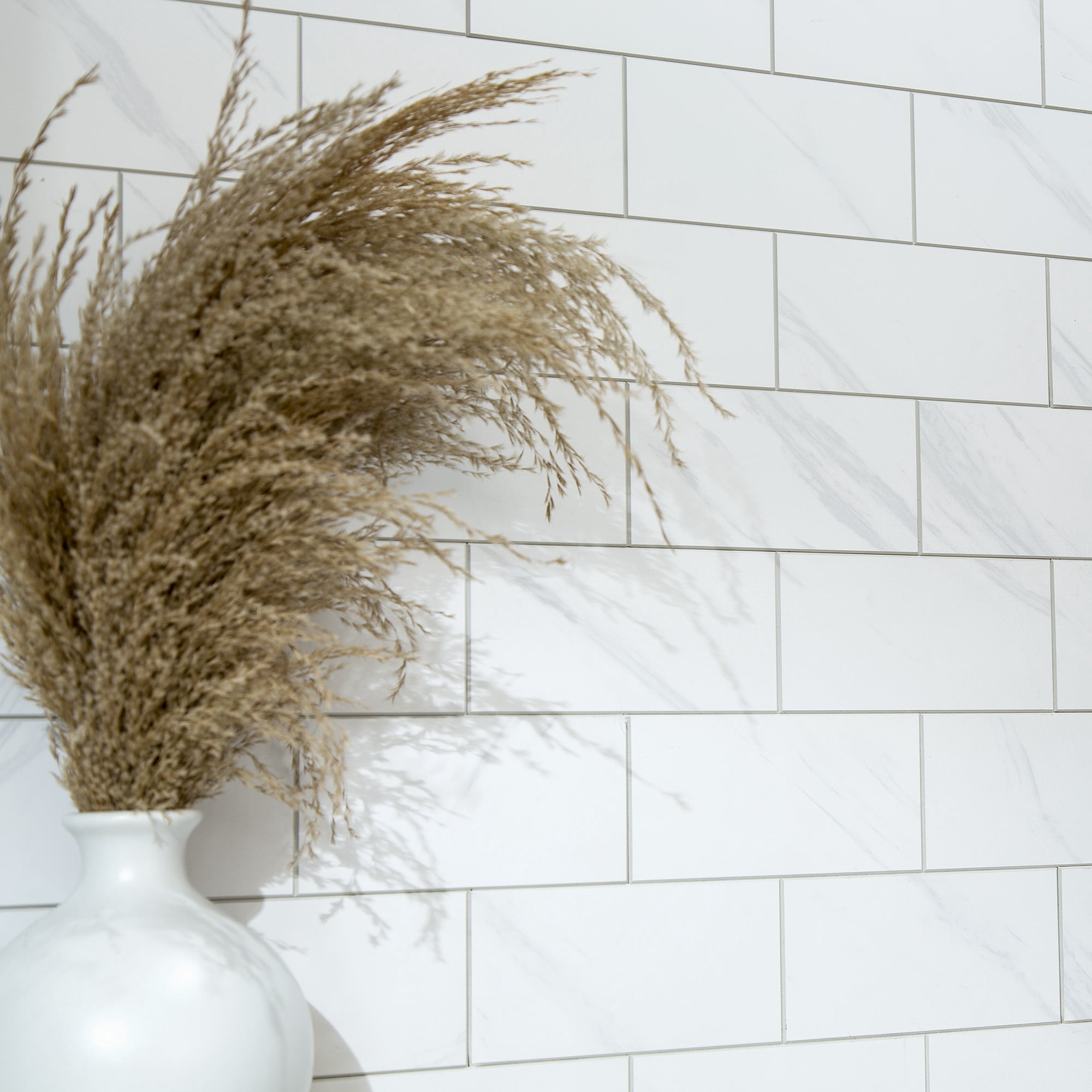 Aspect Collage 14.9in x 11.75in Peel and Stick Backsplash in Carrara Subway (5-Pack)