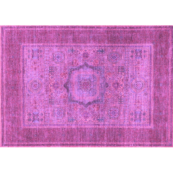 Ahgly Company Indoor Rectangle Medallion Purple Traditional Area Rugs, 7' x 10'