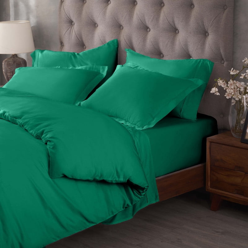 Superior Egyptian Cotton 400 TC Duvet Cover Set, King/ California King, Green