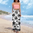 thumbnail image 2 of LWavelet Women's Drawstring Waist Palm Tree Print Wide Leg Pants with Split Detail for Beach & Vacation Wear Gray S, 2 of 8