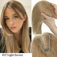 thumbnail image 2 of HAIRRO Human Hair Toppers For Women 100% Remy Topper Without Bangs 150% Density 8*10cm Silk Base Clip In Topper 14inch 25g - Dark Blonde, 2 of 8