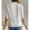 thumbnail image 3 of Blusa con manga de pétalo Top Guipur Encaje Cuello en V Blusa de manga corta con pétalos para verano Primavera Blanco M, 3 of 8