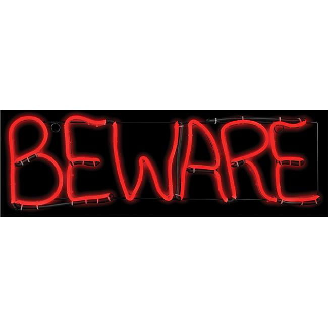 2' BEWARE SHORT CIRCUIT SIGN LED LIGHTED NEON Halloween Decor Prop HAUNTED HOUSE 