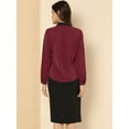 thumbnail image 5 of DARING DIVA Women's Button Down Long Sleeve Peter Pan Collar Blouse S Burgundy, 5 of 6