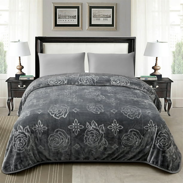 Queen Size Plush Fleece Blanket (80" x 90") - 3.6 Lb, Super Soft Warm