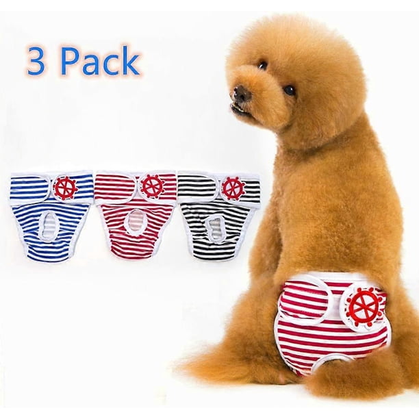 Dog Sanitary Pants Reusable Dog Diaper Washable Menstrual Safety Pants Sanitary Nappies Panty for Physiological Pets Underwear 3 Pack(XXL)