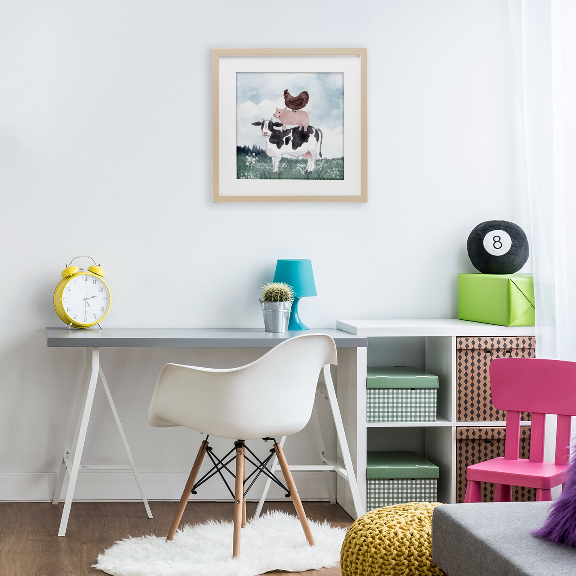 Stupell Industries Muted Stacked Farm Animals Birch Framed Print Under Glass, design by Kim Allen