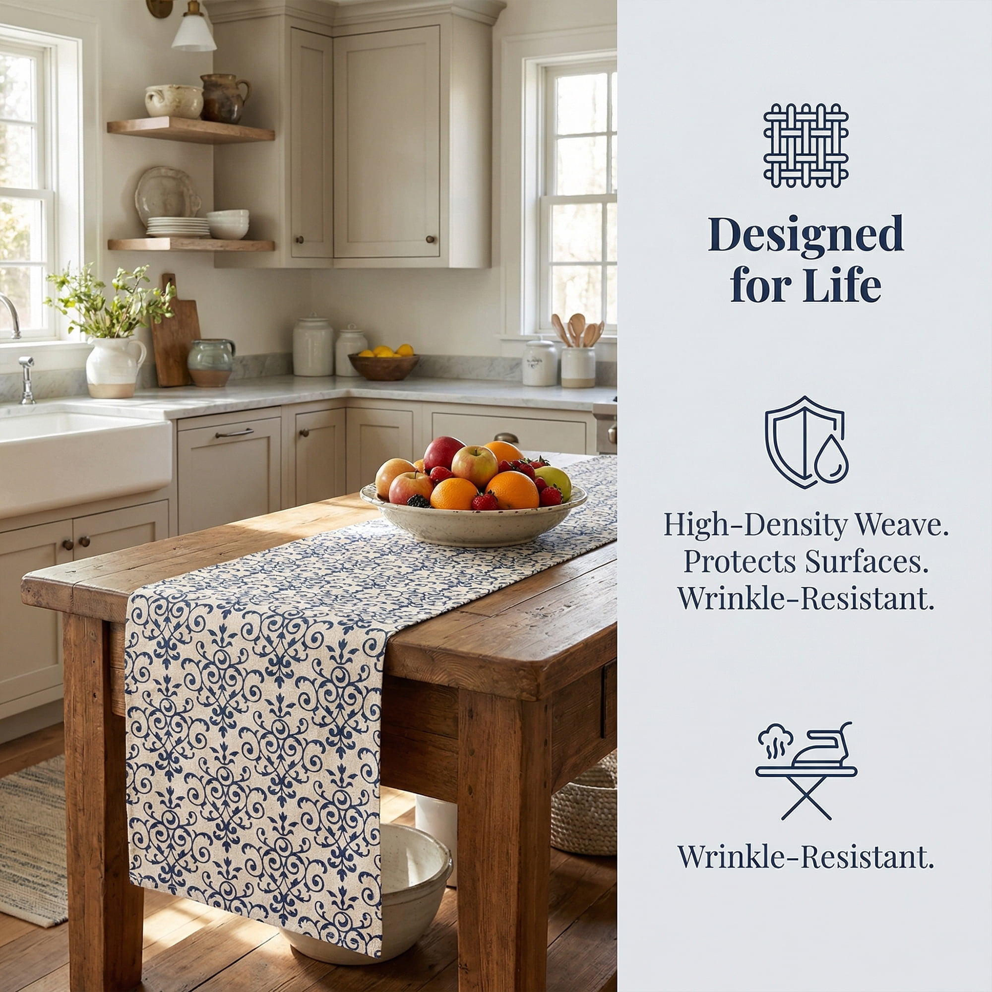Unique Bargains Birthday Decorations Long Cotton Kitchen Runner Blue 11.8x78.7in