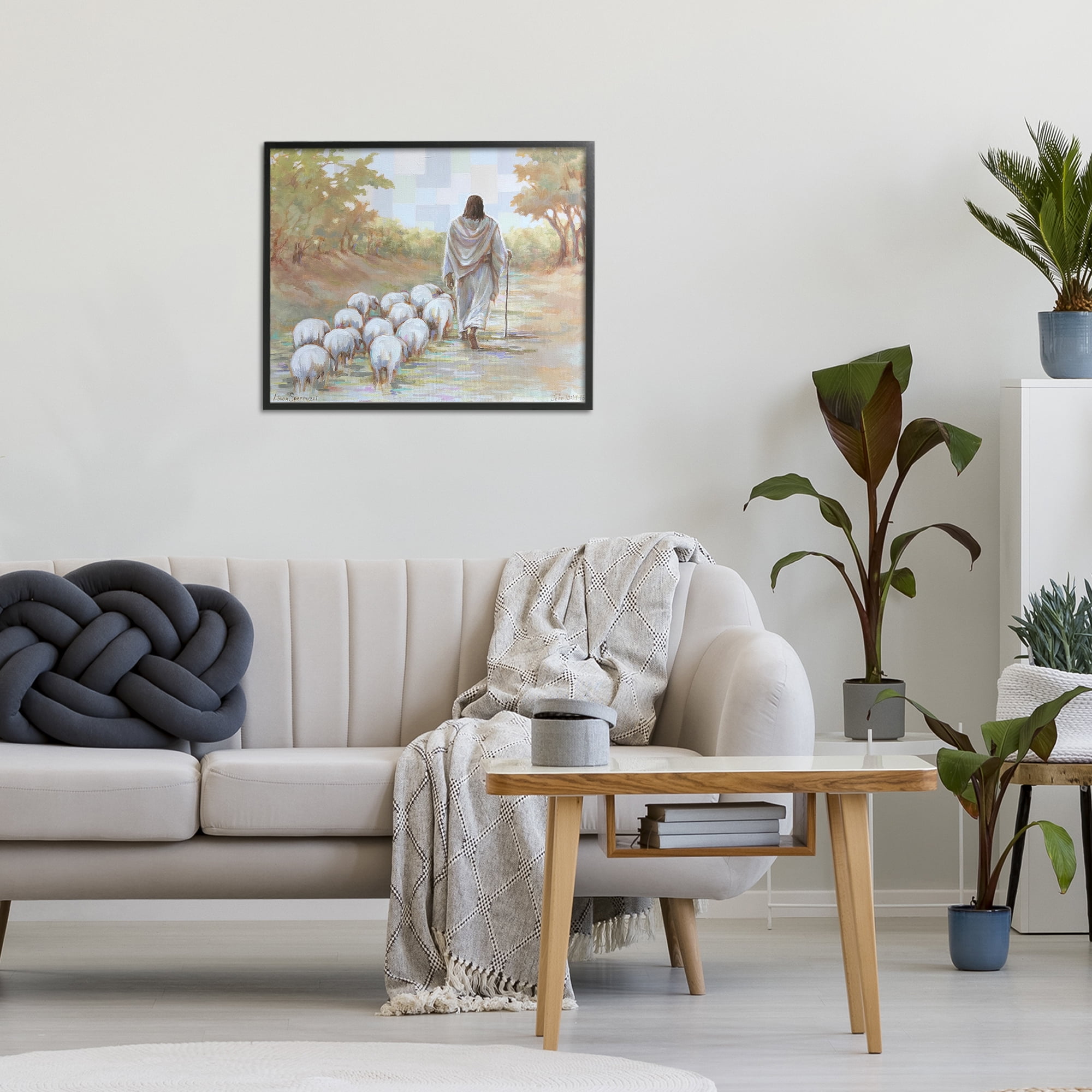 Stupell Industries Lead On Good Shepherd Black Framed Giclee Art, design by Linda Sperruzzi