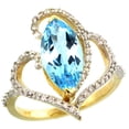 thumbnail image 1 of 14k Yellow Gold Stone Swiss Blue Topaz Ring Marquise 14x7mm Diamond Accents, size 5, 1 of 2