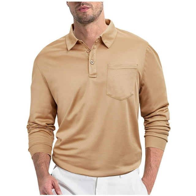 Chbgutlmr Shirts for Men Lapel Neck Solid Color Long Sleeve Work Shirts Fall Casual Comfy Tops Pockets