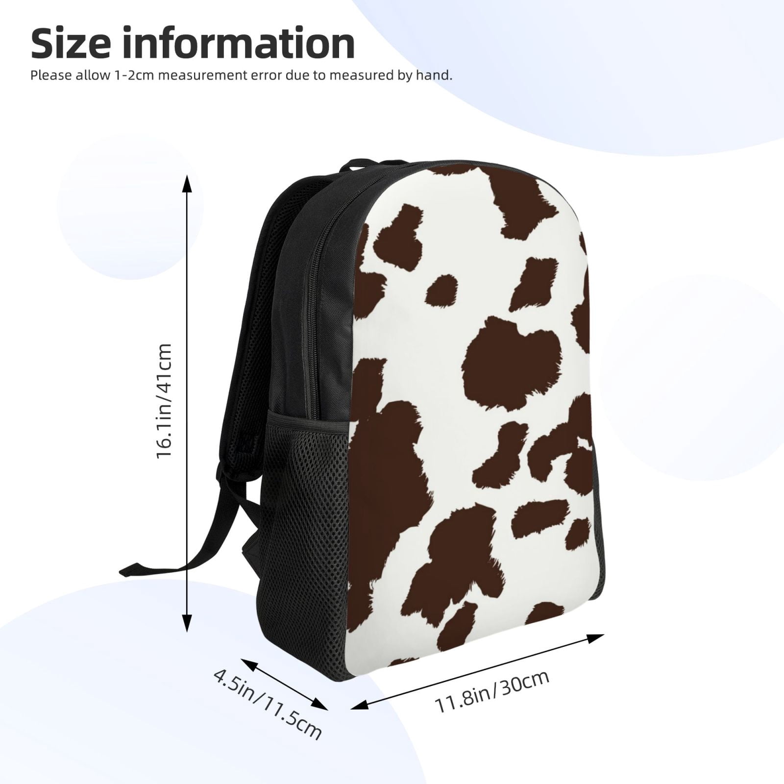Horeoi Brown Cow Print Waterproof 600D Oxford Laptop Backpack for School Travel Work - Lightweight Durable Bag with Adjustable Straps