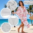 thumbnail image 6 of Xixirimido Pink Vibrant Cherry Blossom Print Womens Kaftan Dresses Long Caftans Plus Size Batwing Sleeve Swimsuit Coverup V Neck Summer Beach Dress, 6 of 7