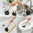 thumbnail image 7 of 1 Toilet Plunger 19"L Wooden Handle Heavy Duty Rubber Flange Pump Declogger Sink, 7 of 7