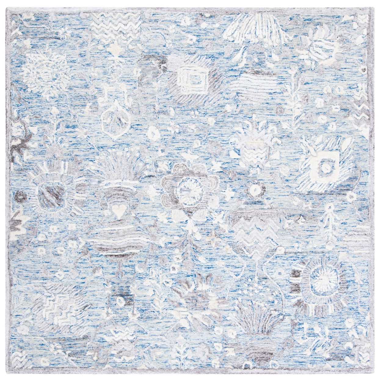 SAFAVIEH Glamour Quinten Floral Area Rug, Light Blue/Ivory, 4' x 6'