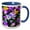 Blue/White, variant on 3drose, Purple and Blue Pansy Flowers on a Flowerbed, 11oz Two-tone Green Mug