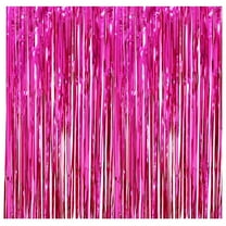 LAMIRO Foil Fringe Curtains 39.4 脳 78.7 in Party Streamers,Hot Pink