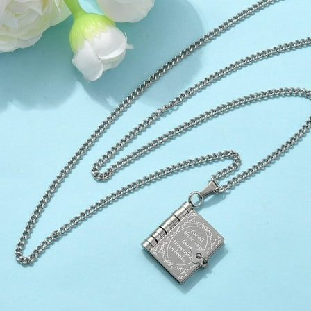 304 Stainless Steel Book Pendant Necklaces for Women Stainless Steel color 18.23 inch(46.3cm)