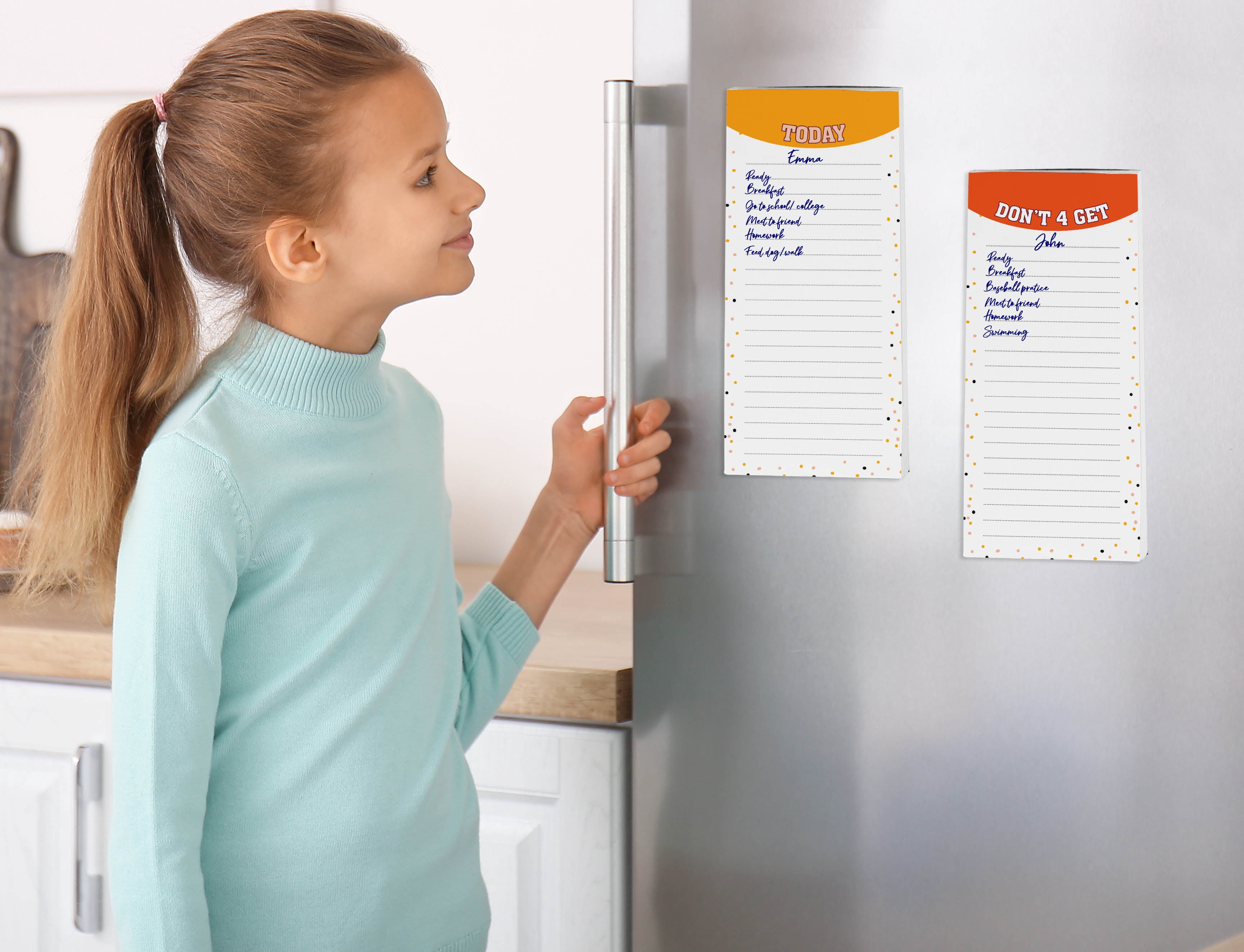 Inkdotpot Pack of 3 Magnetic Fridge To-Do List Notepads- Magnetic Memo Pads For Refrigerator-(50 Sheets Each)-B8
