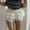 White, variant on MKLEKYY Pants for Women Women's Fashion Casual Solid Color Cake Lace Lace White Short Shorts Stretch Chino